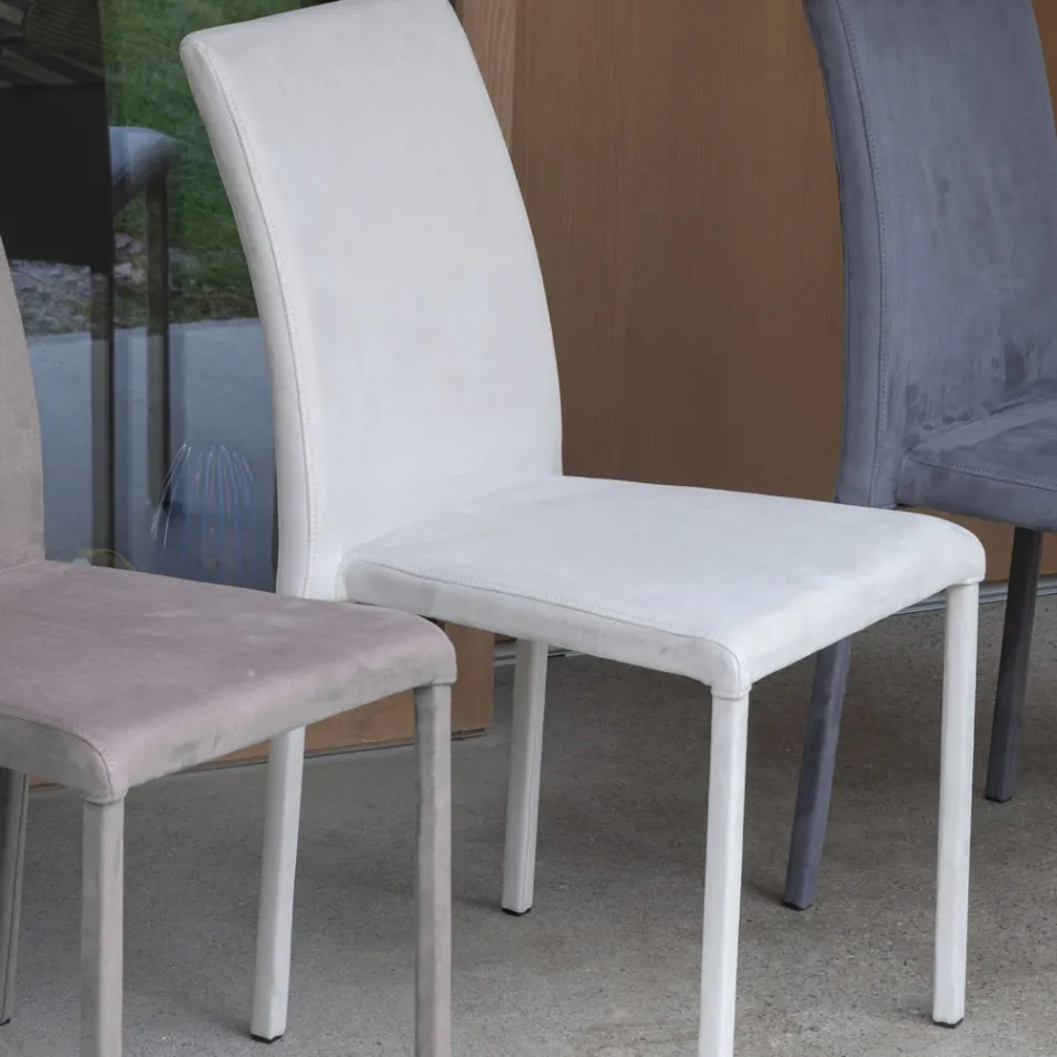 Kovová jídelní židle potažená barevným Econabukem, 4 kusy - Anita Viadurini