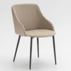 Kovová jídelní židle potažená mikrovláknem Made in Italy - Suzanne Viadurini