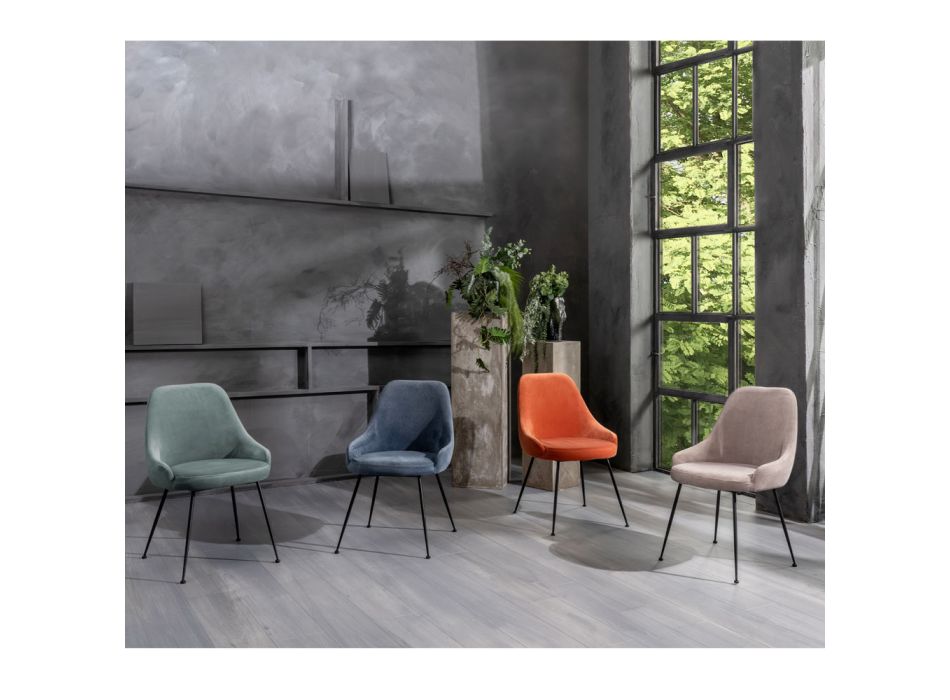 Židle do obývacího pokoje se sedákem z mikrovlákna různých barev - santalové dřevo Viadurini