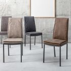 Vintage designová židle do obývacího pokoje z oceli a ekokůže 4 kusy - Arnika Viadurini