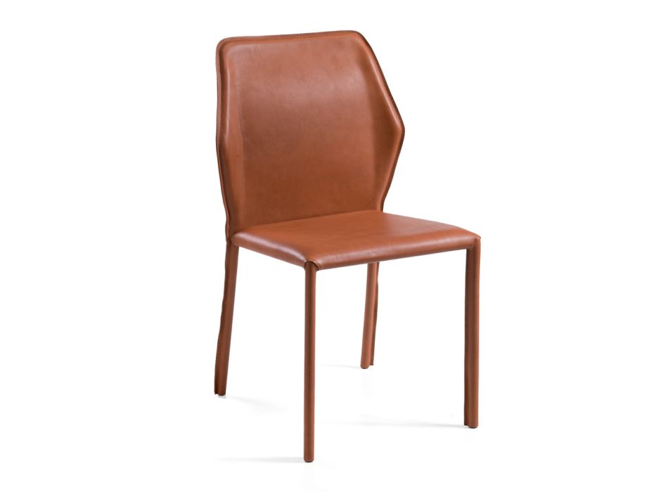Židle do obývacího pokoje ze starší celozrnné kůže Made in Italy - Fiocco Viadurini