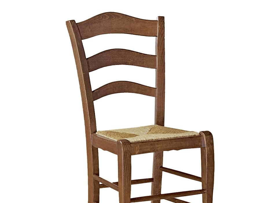 Buková židle do obývacího pokoje se slaměným sedákem Made in Italy - Tamara Viadurini
