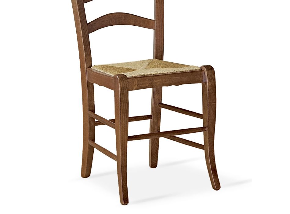 Buková židle do obývacího pokoje se slaměným sedákem Made in Italy - Tamara Viadurini