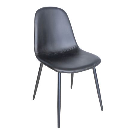 Kovová židle do obývacího pokoje a sedák z umělé kůže Made in Italy - Minou Viadurini