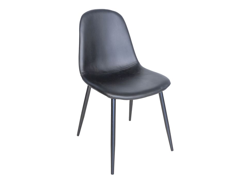 Kovová židle do obývacího pokoje a sedák z umělé kůže Made in Italy - Minou Viadurini