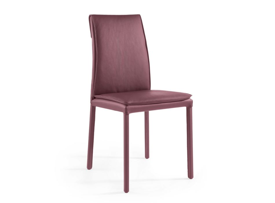 Židle do obývacího pokoje z vínové kůže a oceli Made in Italy - Kat Viadurini