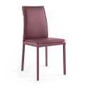 Židle do obývacího pokoje z burgundské kůže a oceli Made in Italy - Kat
