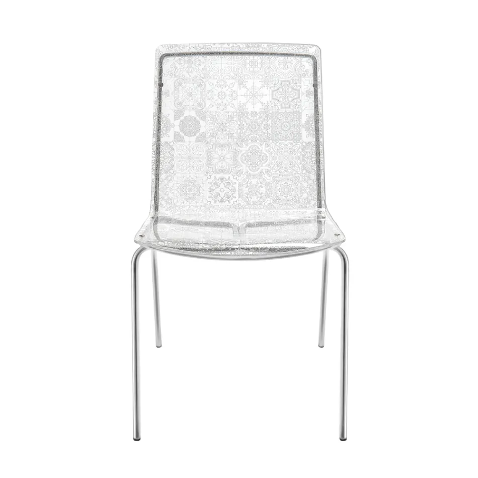 Židle do obývacího pokoje z plexiskla a železa Made in Italy, 2 kusy – Pumbaa Viadurini