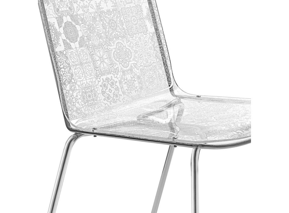 Židle do obývacího pokoje z plexiskla a železa Made in Italy, 2 kusy – Pumbaa Viadurini