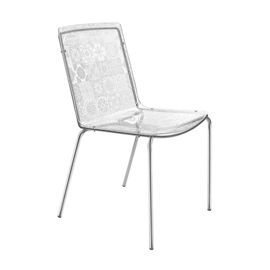 Židle do obývacího pokoje z plexiskla a železa Made in Italy, 2 kusy – Pumbaa Viadurini