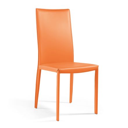 Židle do obývacího pokoje z oranžové regenerované kůže Made in Italy - Ride Viadurini