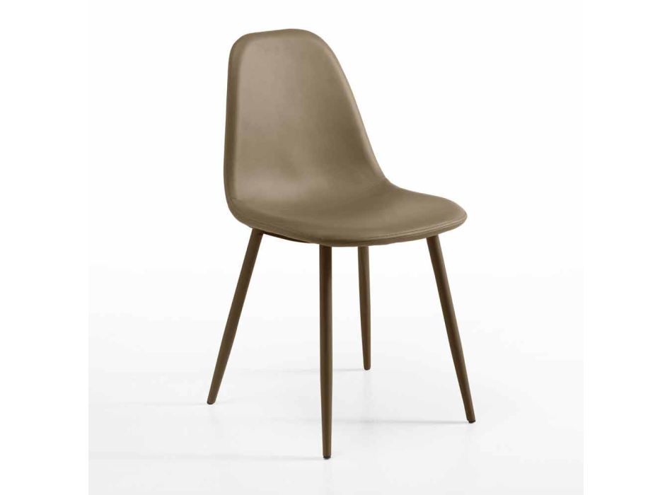 obývací pokoj židle v moderním designu kůže, L38x P43cm, Mona, 4 ks Viadurini