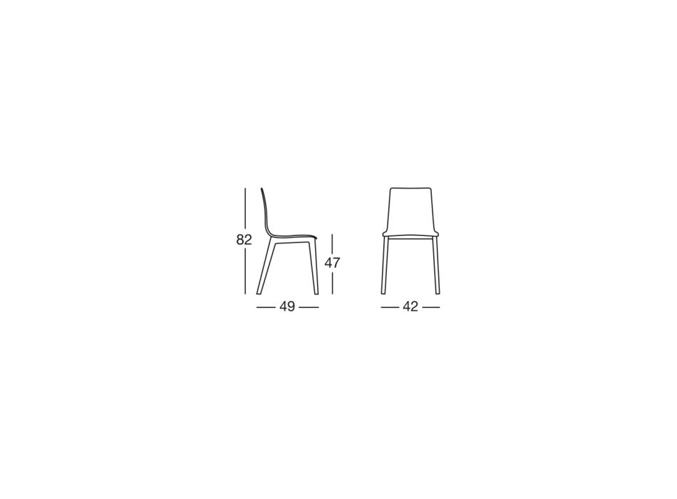 Židle do obývacího pokoje z technopolymeru a dřeva Made in Italy 2 kusy - Quadra Viadurini