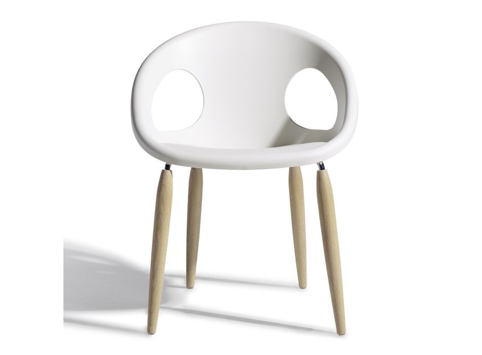 Židle do obývacího pokoje z technopolymeru a dřeva Made in Italy 2 kusy - Yuri Viadurini
