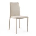 Židle do obývacího pokoje z pískové tkaniny a oceli Made in Italy - Cigno