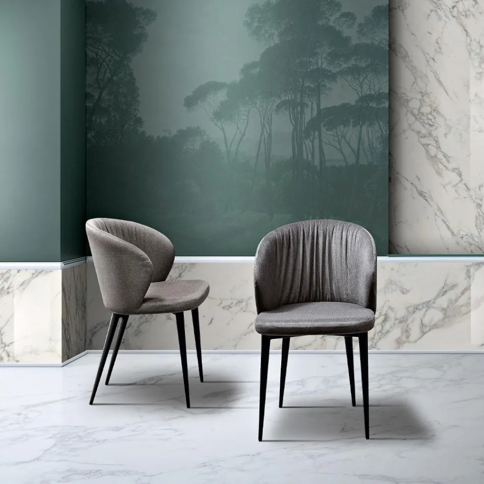 Židle do obývacího pokoje z látky a jasanu v elegantním designu - Reginaldo Viadurini