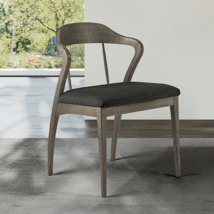 Židle do obývacího pokoje z látky a masivního bukového dřeva Made in Italy - Rein Viadurini