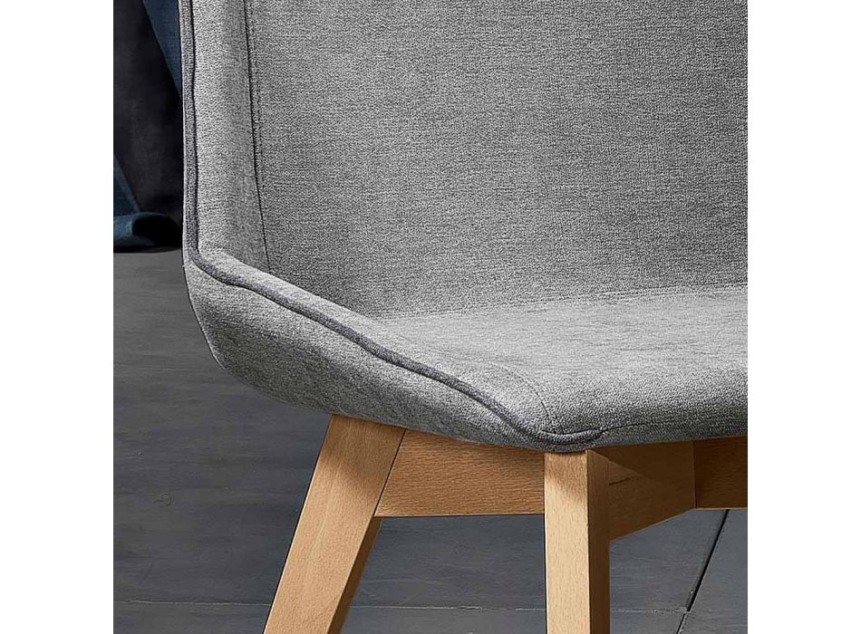 Obývací pokoj židle v látce a moderní dřevo vyrobené v Itálii, Oriella Viadurini