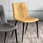 Židle do obývacího pokoje z vláknité tkaniny s koženým efektem a kovem Made in Italy - Gohan Viadurini