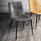 Židle do obývacího pokoje z vláknité tkaniny s koženým efektem a kovem Made in Italy - Gohan Viadurini