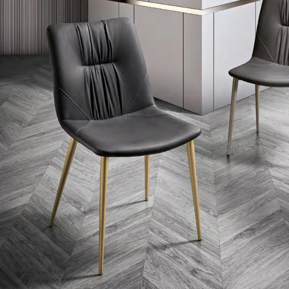 Židle do obývacího pokoje z vláknité tkaniny s koženým efektem a kovem Made in Italy - Gohan Viadurini