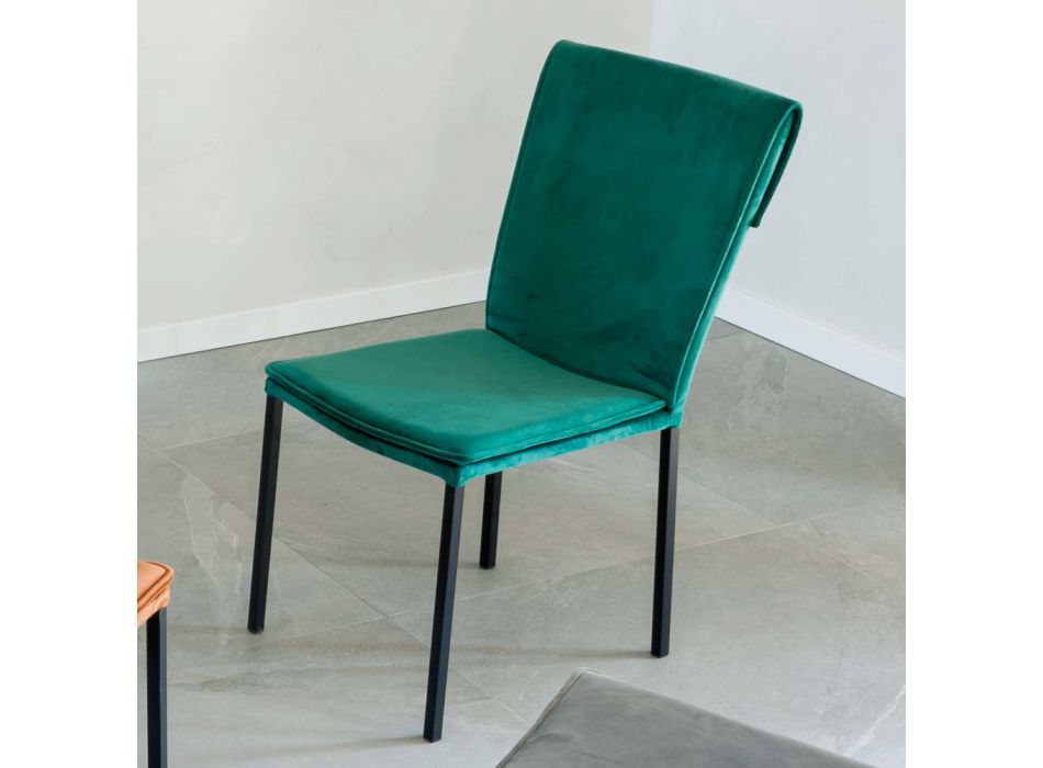 Židle do obývacího pokoje v sametové a černé struktuře odolné proti skvrnám - Haroon Viadurini