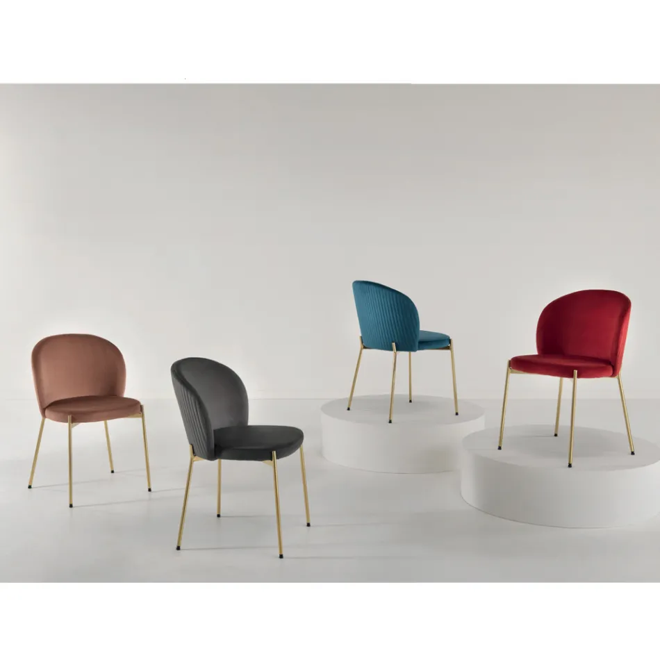 Židle do obývacího pokoje z čalouněného sametu a zlatého kovu 4 kusy - Assunta Viadurini