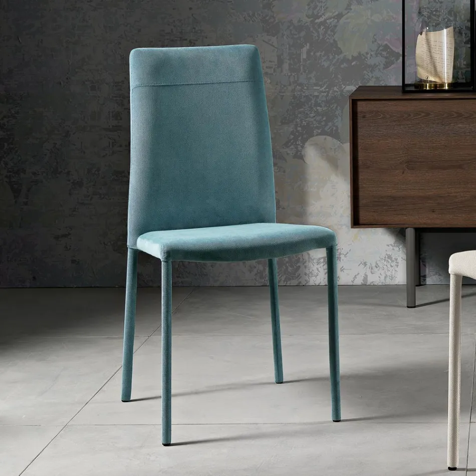 Židle do obývacího pokoje zcela čalouněná látkou Made in Italy - Lorelai Viadurini