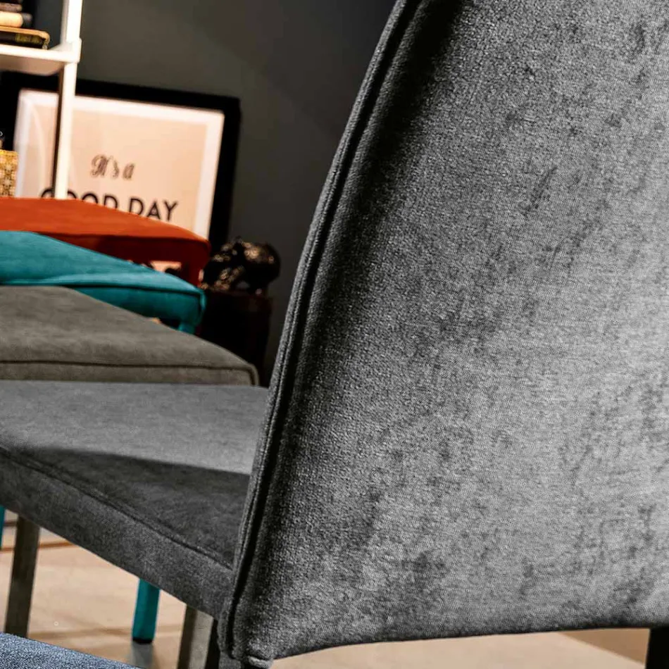 Židle do obývacího pokoje kompletně čalouněná látkou Made in Italy - Rosetta Viadurini