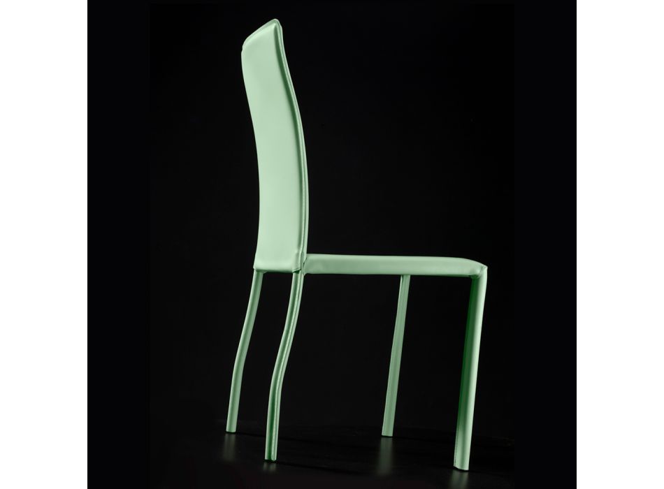 Židle do obývacího pokoje čalouněná vodou zelené kůže Made in Italy - květiny Viadurini