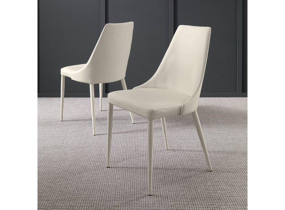 2dílná kožená čalouněná židle do obývacího pokoje Made in Italy - Neptun Viadurini