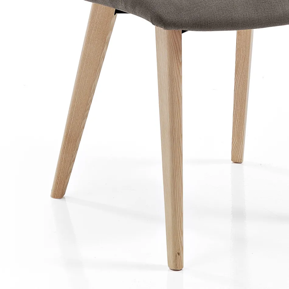 Židle do obývacího pokoje čalouněná v designu tkanin a jasanových nohou - Florinda Viadurini