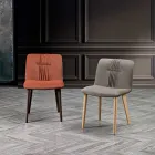 Židle do obývacího pokoje čalouněná v designu tkanin a jasanových nohou - Florinda Viadurini