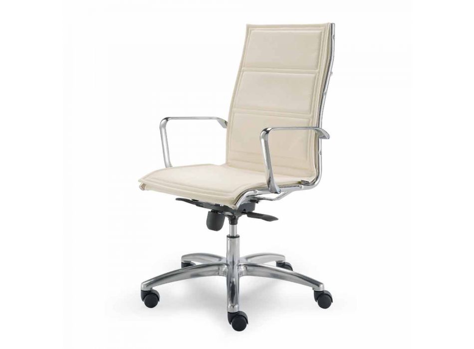 Kancelářská židle s monokokem z imitace kůže vyrobené v Itálii Agata Viadurini