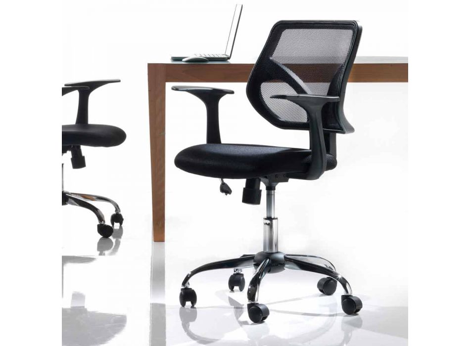Kancelářská židle s otočnými koly v černé Tecnorete a Fabric - Giovanna Viadurini