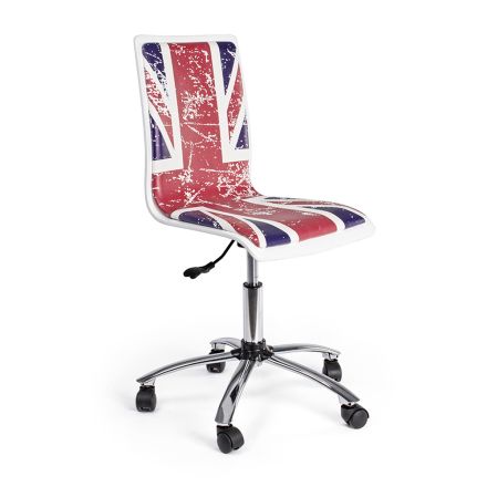 Otočná kancelářská židle z oceli a ekokůže s potiskem vlajky - Lollo Viadurini