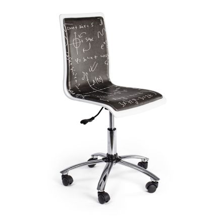 Otočná kancelářská židle z oceli a ekokůže s potiskem tabule - Lollo Viadurini