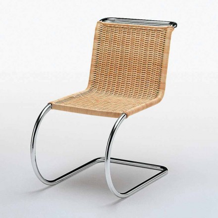 Kancelářská židle z přírodní třtiny a chromované oceli vyrobená v Itálii - Formentera Viadurini