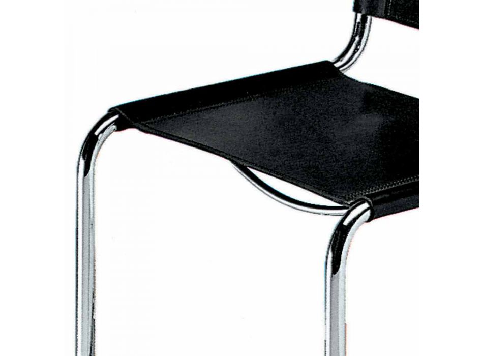 Kožená kancelářská židle s chromovanou ocelovou konstrukcí vyrobena v Itálii - Elite Viadurini