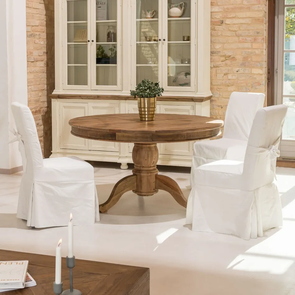 Židle zdobená mašlí do obývacího pokoje ze dřeva a bavlny - skluzavka Viadurini