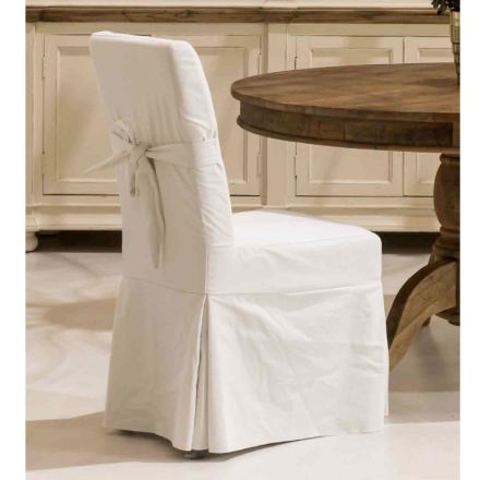 Židle zdobená mašlí do obývacího pokoje ze dřeva a bavlny - skluzavka Viadurini