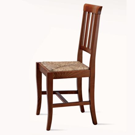 Klasická designová židle ze dřeva a slámy Made in Italy - Dorina Viadurini