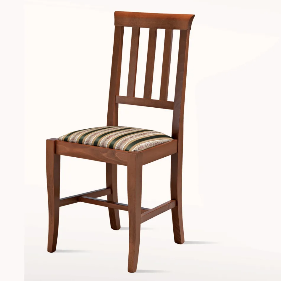 Dřevěná židle klasického designu a sedák z látky Made in Italy - Dorina Viadurini