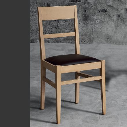 Designová kuchyňská židle z bukového dřeva a sedák z ekokůže - Davina Viadurini
