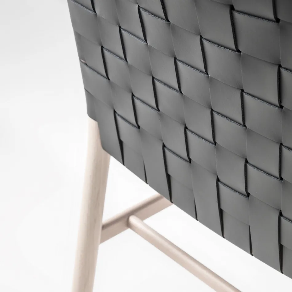 Vysoce kvalitní židle z bukového dřeva a kůže Made in Italy, 2 kusy - Nora Viadurini