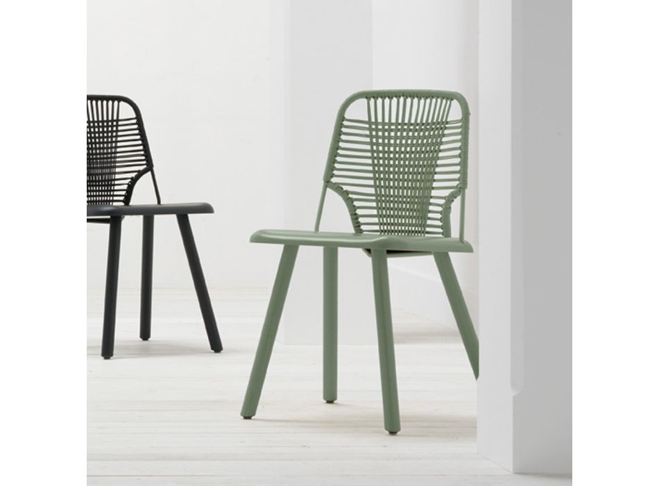 Vysoce kvalitní židle ze dřeva, kovu a lana Made in Italy, 2 kusy - Mandal Viadurini
