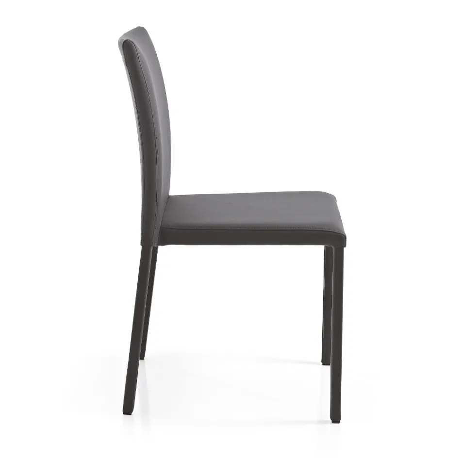 Elegantní moderní designová židle z barevné umělé kůže do obývacího pokoje - Grenger Viadurini