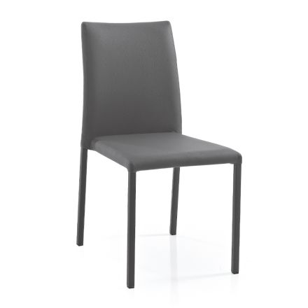 Elegantní moderní designová židle z barevné umělé kůže do obývacího pokoje - Grenger Viadurini
