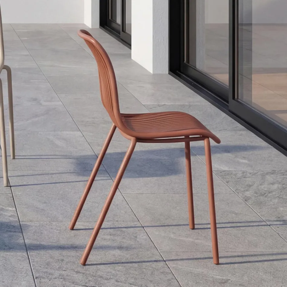 Chagall - Designová židle z polypropylenu a kovu pro interiér i exteriér Viadurini