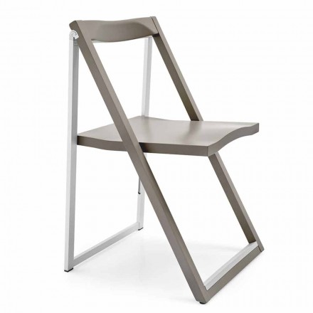 Skládací designová židle z hliníku a bukového dřeva vyrobená v Itálii - Skip Viadurini